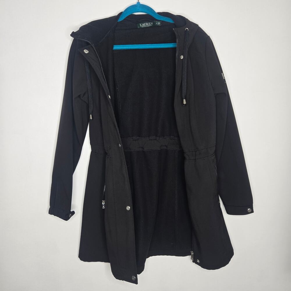 Lauren Ralph Lauren Stylish Hooded Soft Shell Anorak Raincoat Black Women Small - Picture 11 of 14